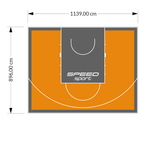 102M2/896X1139CM POMARAŃCZOWO-GRAFITOWE BOISKO DO KOSZYKÓWKI SPEEDSPORT HEXA POWER PRO