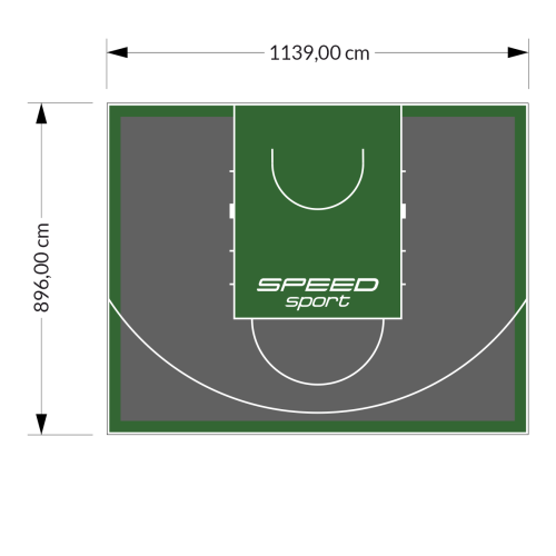 102M2/896X1139CM GRAFITOWO-ZIELONE BOISKO DO KOSZYKÓWKI SPEEDSPORT HEXA POWER PRO