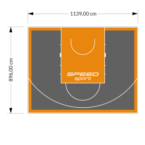 102M2/896X1139CM GRAFITOWO-POMARAŃCZOWE BOISKO DO KOSZYKÓWKI SPEEDSPORT HEXA POWER PRO