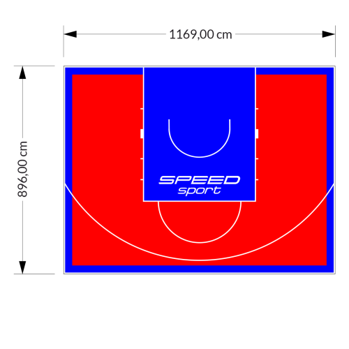 105M2/896X1169CM CZERWONO-NIEBIESKIE BOISKO DO KOSZYKÓWKI SPEEDSPORT HEXA POWER PRO