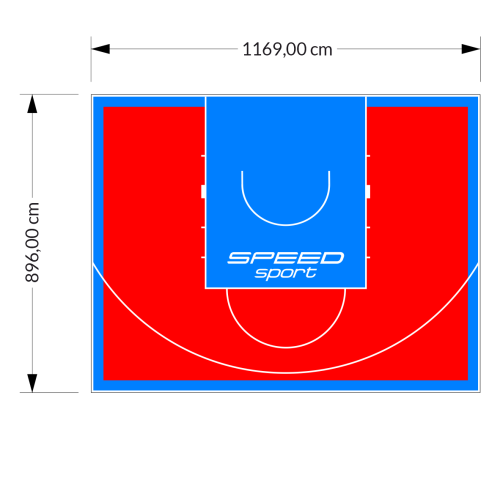 105M2/896X1169CM CZERWONO-BŁĘKITNE BOISKO DO KOSZYKÓWKI SPEEDSPORT HEXA POWER PRO