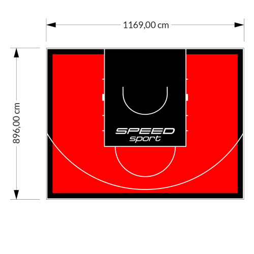 105M2/896X1169CM CZERWONO-CZARNE BOISKO DO KOSZYKÓWKI SPEEDSPORT HEXA POWER PRO