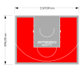 105M2/896X1169CM CZERWONO-SZARE BOISKO DO KOSZYKÓWKI SPEEDSPORT HEXA POWER PRO
