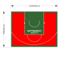 105M2/896X1169CM CZERWONO-ZIELONE BOISKO DO KOSZYKÓWKI SPEEDSPORT HEXA POWER PRO