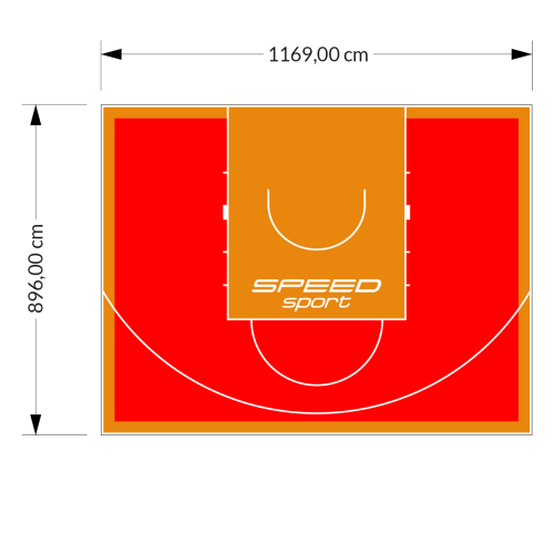 105M2/896X1169CM CZERWONO-POMARAŃCZOWE BOISKO DO KOSZYKÓWKI SPEEDSPORT HEXA POWER PRO