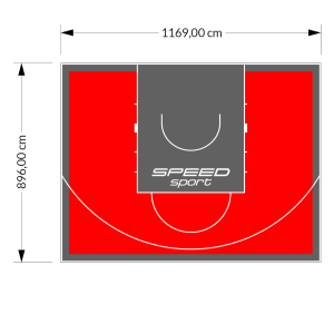 105M2/896X1169CM CZERWONO-GRAFITOWE BOISKO DO KOSZYKÓWKI SPEEDSPORT HEXA POWER PRO