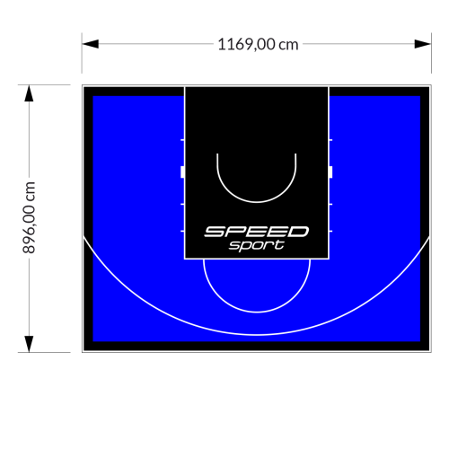 105M2/896X1169CM NIEBIESKO-CZARNE BOISKO DO KOSZYKÓWKI SPEEDSPORT HEXA POWER PRO