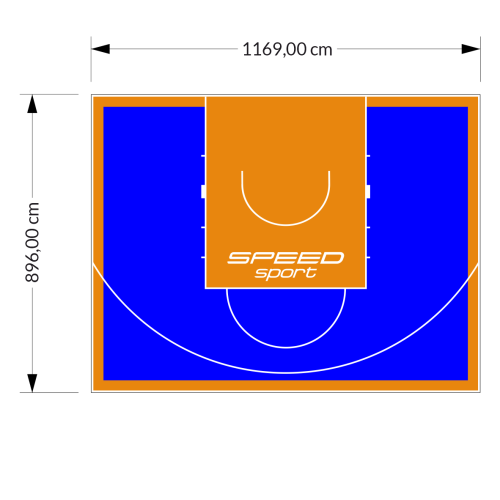 105M2/896X1169CM NIEBIESKO-POMARAŃCZOWE BOISKO DO KOSZYKÓWKI SPEEDSPORT HEXA POWER PRO