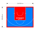 105M2/896X1169CM BŁĘKITNO-CZERWONE BOISKO DO KOSZYKÓWKI SPEEDSPORT HEXA POWER PRO