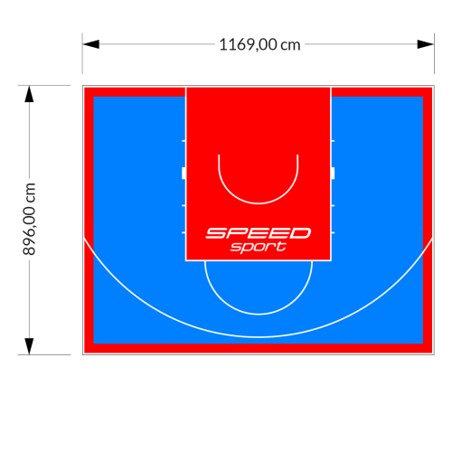 105M2/896X1169CM BŁĘKITNO-CZERWONE BOISKO DO KOSZYKÓWKI SPEEDSPORT HEXA POWER PRO