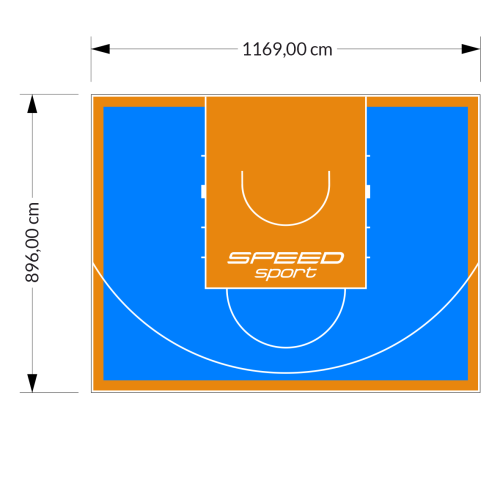 105M2/896X1169CM BŁĘKITNO-POMARAŃCZOWE BOISKO DO KOSZYKÓWKI SPEEDSPORT HEXA POWER PRO