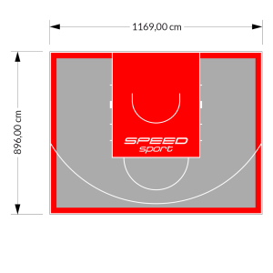 105M2/896X1169CM SZARO-CZERWONE BOISKO DO KOSZYKÓWKI SPEEDSPORT HEXA POWER PRO