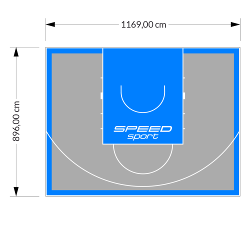 105M2/896X1169CM SZARO-BŁĘKITNE BOISKO DO KOSZYKÓWKI SPEEDSPORT HEXA POWER PRO