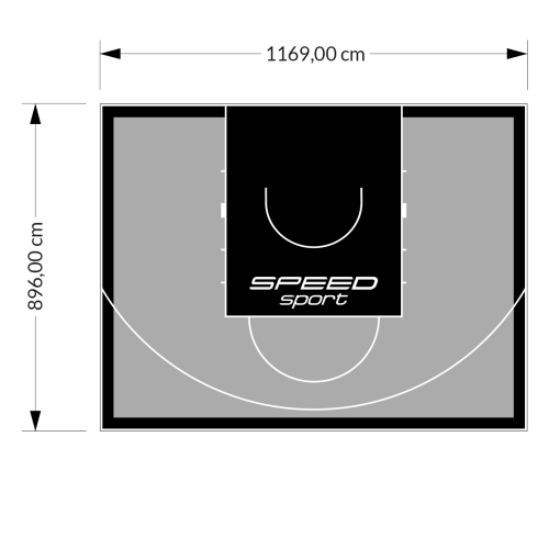 105M2/896X1169CM SZARO-CZARNE BOISKO DO KOSZYKÓWKI SPEEDSPORT HEXA POWER PRO
