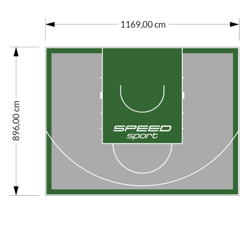 105M2/896X1169CM SZARO-ZIELONE BOISKO DO KOSZYKÓWKI SPEEDSPORT HEXA POWER PRO