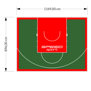 105M2/896X1169CM ZIELONO-CZERWONE BOISKO DO KOSZYKÓWKI SPEEDSPORT HEXA POWER PRO