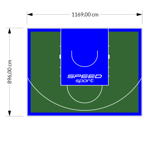 105M2/896X1169CM ZIELONO-NIEBIESKIE BOISKO DO KOSZYKÓWKI SPEEDSPORT HEXA POWER PRO