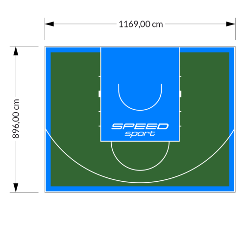 105M2/896X1169CM ZIELONO-BŁĘKITNE BOISKO DO KOSZYKÓWKI SPEEDSPORT HEXA POWER PRO