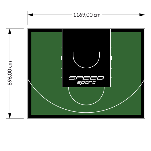 105M2/896X1169CM ZIELONO-CZARNE BOISKO DO KOSZYKÓWKI SPEEDSPORT HEXA POWER PRO