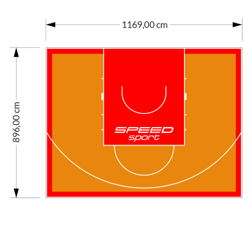 105M2/896X1169CM POMARAŃCZOWO-CZERWONE BOISKO DO KOSZYKÓWKI SPEEDSPORT HEXA POWER PRO
