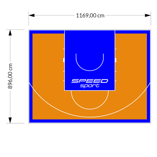 105M2/896X1169CM POMARAŃCZOWO-NIEBIESKIE BOISKO DO KOSZYKÓWKI SPEEDSPORT HEXA POWER PRO