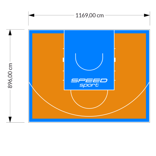 105M2/896X1169CM POMARAŃCZOWO-BŁĘKITNE BOISKO DO KOSZYKÓWKI SPEEDSPORT HEXA POWER PRO