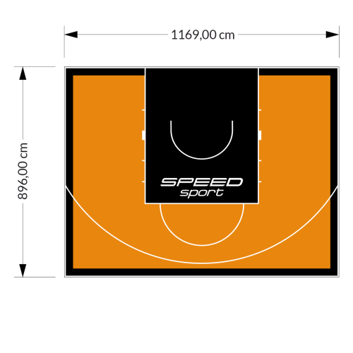 105M2/896X1169CM POMARAŃCZOWO-CZARNE BOISKO DO KOSZYKÓWKI SPEEDSPORT HEXA POWER PRO