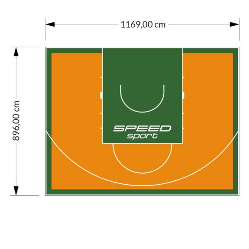105M2/896X1169CM POMARAŃCZOWO-ZIELONE BOISKO DO KOSZYKÓWKI SPEEDSPORT HEXA POWER PRO