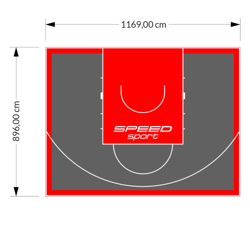 105M2/896X1169CM GRAFITOWO-CZERWONE BOISKO DO KOSZYKÓWKI SPEEDSPORT HEXA POWER PRO