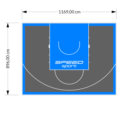 105M2/896X1169CM GRAFITOWO-BŁĘKITNE BOISKO DO KOSZYKÓWKI SPEEDSPORT HEXA POWER PRO