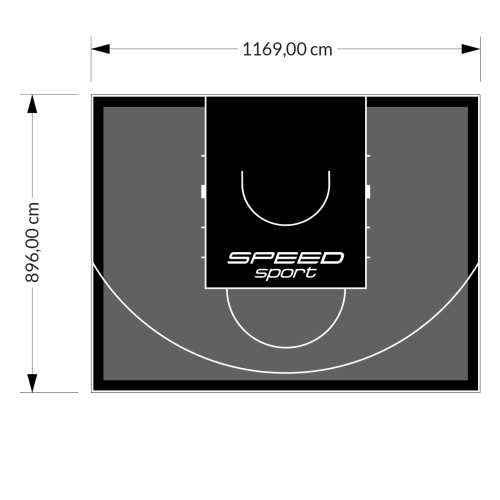 105M2/896X1169CM GRAFITOWO-CZARNE BOISKO DO KOSZYKÓWKI SPEEDSPORT HEXA POWER PRO