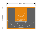 105M2/896X1169CM GRAFITOWO-POMARAŃCZOWE BOISKO DO KOSZYKÓWKI SPEEDSPORT HEXA POWER PRO