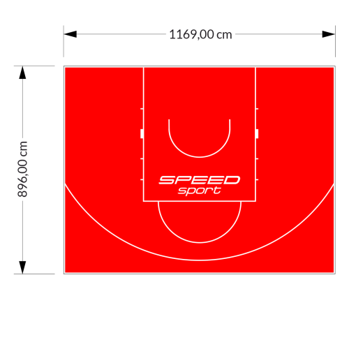 105M2/896X1169CM CZERWONE BOISKO DO KOSZYKÓWKI SPEEDSPORT HEXA POWER PRO