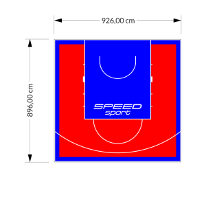 83M2/896X926CM CZERWONO-NIEBIESKIE BOISKO DO KOSZYKÓWKI SPEEDSPORT HEXA POWER PRO
