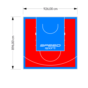 83M2/896X926CM CZERWONO-BŁĘKITNE BOISKO DO KOSZYKÓWKI SPEEDSPORT HEXA POWER PRO