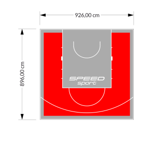 83M2/896X926CM CZERWONO-SZARE BOISKO DO KOSZYKÓWKI SPEEDSPORT HEXA POWER PRO
