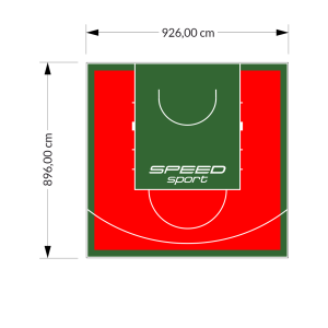 83M2/896X926CM CZERWONO-ZIELONE BOISKO DO KOSZYKÓWKI SPEEDSPORT HEXA POWER PRO