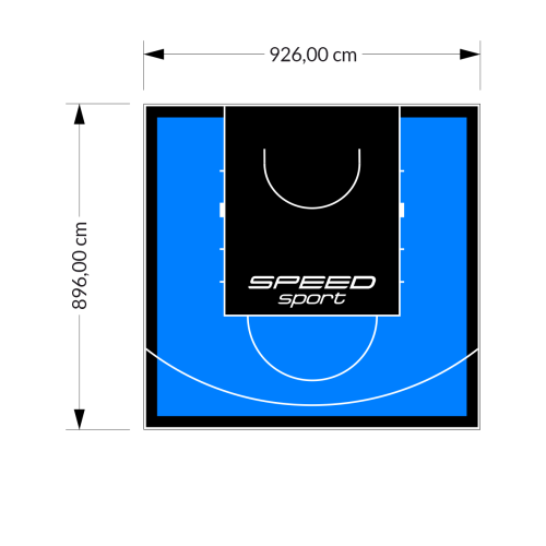 83M2/896X926CM BŁĘKITNO-CZARNE BOISKO DO KOSZYKÓWKI SPEEDSPORT HEXA POWER PRO