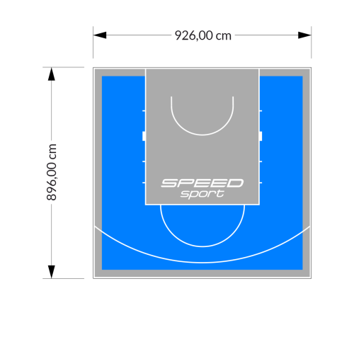 83M2/896X926CM BŁĘKITNO-SZARE BOISKO DO KOSZYKÓWKI SPEEDSPORT HEXA POWER PRO
