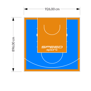 83M2/896X926CM BŁĘKITNO-POMARAŃCZOWE BOISKO DO KOSZYKÓWKI SPEEDSPORT HEXA POWER PRO