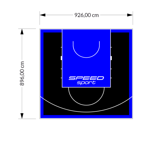 83M2/896X926CM CZARNO-NIEBIESKIE BOISKO DO KOSZYKÓWKI SPEEDSPORT HEXA POWER PRO