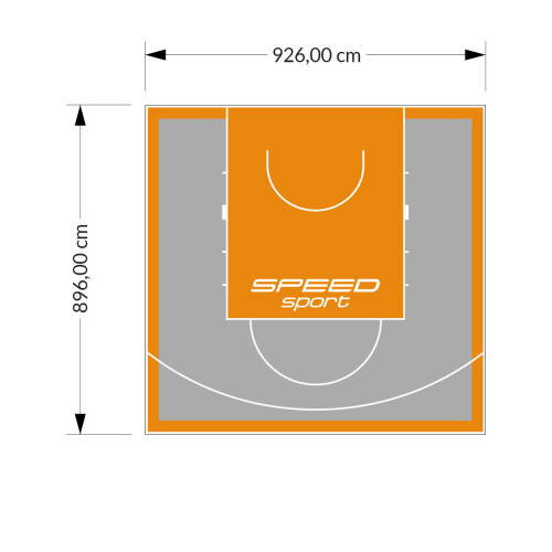 83M2/896X926CM SZARO-POMARAŃCZOWE BOISKO DO KOSZYKÓWKI SPEEDSPORT HEXA POWER PRO