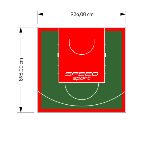 83M2/896X926CM ZIELONO-CZERWONE BOISKO DO KOSZYKÓWKI SPEEDSPORT HEXA POWER PRO