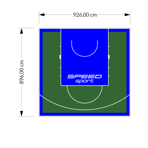 83M2/896X926CM ZIELONO-NIEBIESKIE BOISKO DO KOSZYKÓWKI SPEEDSPORT HEXA POWER PRO