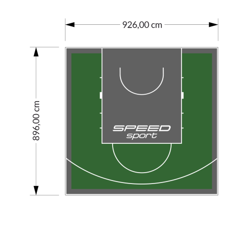 83M2/896X926CM ZIELONO-GRAFITOWE BOISKO DO KOSZYKÓWKI SPEEDSPORT HEXA POWER PRO
