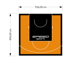 83M2/896X926CM POMARAŃCZOWO-CZARNE BOISKO DO KOSZYKÓWKI SPEEDSPORT HEXA POWER PRO