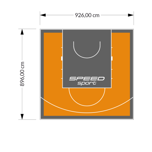83M2/896X926CM POMARAŃCZOWO-GRAFITOWE BOISKO DO KOSZYKÓWKI SPEEDSPORT HEXA POWER PRO