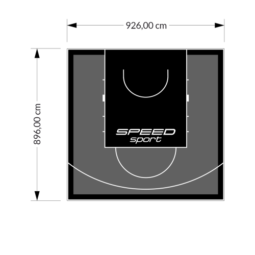 83M2/896X926CM GRAFITOWO-CZARNE BOISKO DO KOSZYKÓWKI SPEEDSPORT HEXA POWER PRO