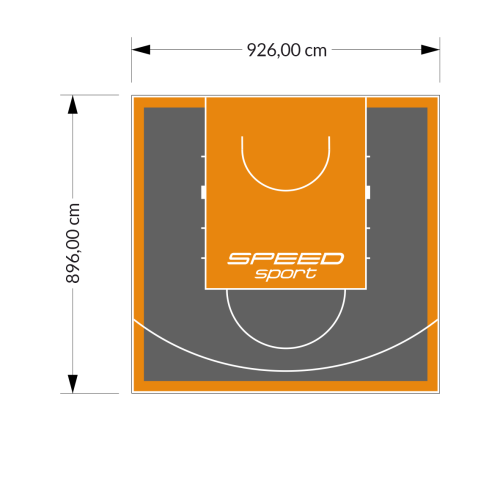 83M2/896X926CM GRAFITOWO-POMARAŃCZOWE BOISKO DO KOSZYKÓWKI SPEEDSPORT HEXA POWER PRO