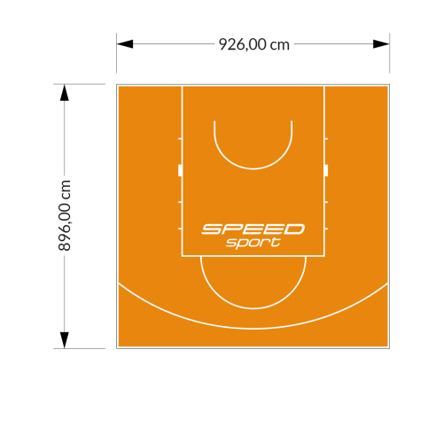 83M2/896X926CM POMARAŃCZOWE BOISKO DO KOSZYKÓWKI SPEEDSPORT HEXA POWER PRO